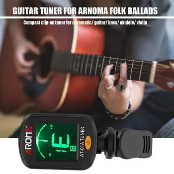 Įkrovimo Clip-on Guitar Tuner Spalvotas Ekranas su įmontuota Baterija, USB Kabelis Chromatines Gitara, Bosinė Ukulėle 39124