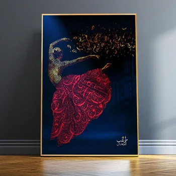 Arabų Kaligrafijos Meno Plakatas Ir Spausdinimo Drobės Tapybos Islamo Sufism Sūkurinės Dervišo Nuotrauką Mulism Šokio Mergina Religijos Dekoras