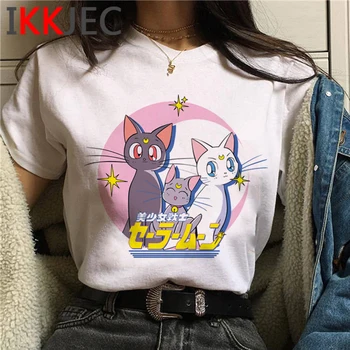 Harajuku Japonų Anime Sailor Moon Marškinėliai Moterims Ullzang Juokinga T-shirt Kawaii Streetwear Marškinėlius Mielas Estetinės 90s Viršų Moteriška 4019