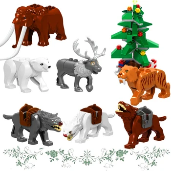 Naujų Gyvūnų Serijos Elepant Mamutas Vilkas Kalėdų Medžio Elf Elnių Kalėdų Modelis Statybinių Blokų Skaičius Žaislai Vaikams Kalėdų Dovana 42509
