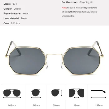šešiakampis akiniai nuo saulės Moterims okulary 2019 Prekės Dizainerio Mados Taškus skaidrus Vandenyno Lęšiai, stiklo, metalo Moteriški Saulės Akiniai UV400 43169