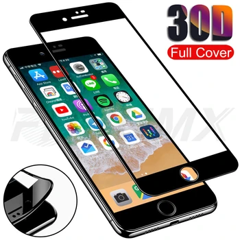 30D Visiškai Padengti Grūdinto Stiklo iPhone 7 8 Plius Screen Protector, Stiklo iPhone 7 8 6 6S Plus soft krašto Apsauginės Plėvelės Atveju