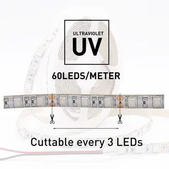 UV Ultravioletiniai 5050 SMD LED Juostelės Šviesa 0.5-5M Vandeniui Juostelės Purpurinės Lanksti Juosta Lempos DC12V 395-405nm Už DJ Fluorescencijos 44955