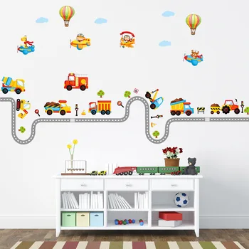 Gali pašalinti sienų lipdukai didmeninė darželio vaikų kambario dekoracija ant sienos Cartoon automobilių lipdukai