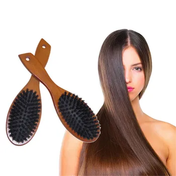 Natūralus Šerno Šerių Hairbrush Masažas Šukos Anti-static Plaukų Galvos odą Paddle Brush Buko medžio Rankena Plaukų Šepetys Stilius Įrankis 4617