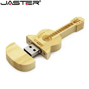JASTER Medinė gitara usb flash drive, natūralaus medžio, bambuko pendrive 64GB 32GB 16 GB 4 GB memory stick atmintinę nemokamai logotipą 46494