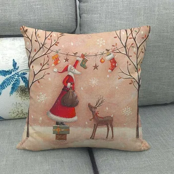 Kalėdų mesti užvalkalas lininė pagalvėlė padengti Kalėdinė dekoracija užvalkalas animacinis briedis triušis pagalvėlė padengti namų puošybai 4716