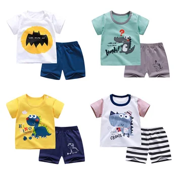 Medvilnės Vasaros Baby Vaikų Minkštas Kombinezonas Šortai marškinėliai Sodder Berniukas Mergaitė vaikai dinozaurų animacinių filmų kūdikio drabužiai, pigūs daiktai 0-6Y