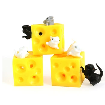 Squishable Pele Ir Sūrio Blokuoti Streso Suardymo Žaislų, Dovanų Pelės Sūrio Vaikams, Žaislai slėpynių Įtempių Žaislai Dekompresija