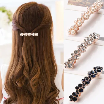 Mados 5 Spalvų Korėjos Crystal Pearl Plaukų Clips Elegantiškas Moteris, Barrettes Plaukų Segtukai Hairgrips Apdangalai, Plaukų Aksesuarai 4958