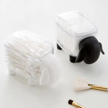 Kūrybos Mini Plastiko Konteinerį Mielas Avių Medvilnės Tamponu Saugojimo Papuošalų Dėžutė Namų Dulkėms Darbalaukio Makiažas Stalas Organizatorius