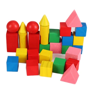 14Pcs/maišelį Spalvingas Medinis Kietas Geometrijos Blokai Žaislai Ankstyvojo Ugdymo Blokai Žaislai Vaikams