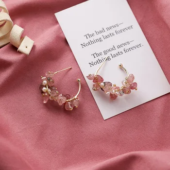 2019 Korėja Naujo Dizaino bižuterijos Rankomis megztus Gamtos Nereguliarus Akmens Auskarai Elegantiškas Gėlavandenių Perlų Earringsfor moterims