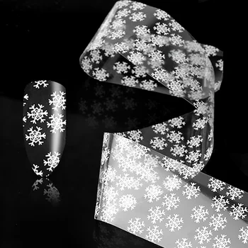 100x4cm Kalėdų Sniego Nagų Lipduką 3D Baltos Snaigės Dizaino Perdavimas Folijos Nagų Dailės Papuošalai