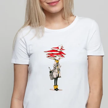 Juokinga Grybai spausdinti marškinėlius moterims 90-ųjų meno estetinių t-shirt moterų streetwear viršūnes kawaii vintage marškinėliai moterims 2020 tumblr 5064