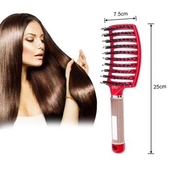 5 Spalvos Plaukų, Galvos odos Masažas Šukų Šerių Nailono Hairbrush Moterų Šlapias Garbanotas Detangle Plaukų Šepetys Salonas Šukuosenų Formavimo Priemonės