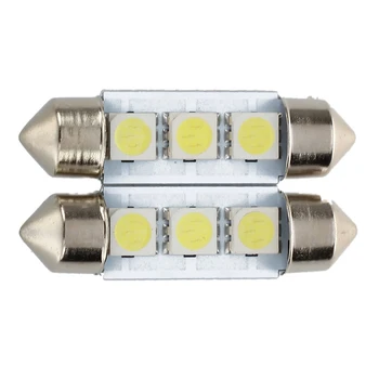 Karšto 2x C5W 3 LED SMD 5050 36mm White Xenon Lemputės plokštė shuttle Sriegio kupolo lubų lempa automobilių šviesos 52611