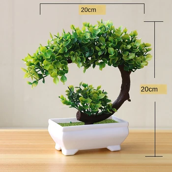 žalia bonsai Dirbtiniai Augalai nedidelis medis meno namo/sodo/stalas deco netikrą plastikiniai augalai su vazoninių greenry amatai 1pc