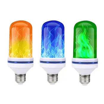 99LEDs E27 Lempos Liepsna 15W 85-265V 4 Režimai Ampulä-LED Liepsnos Poveikis Lemputės Mirgėjimas Emuliacija Gaisro Šviesiai Geltona/Mėlyna/Žalia