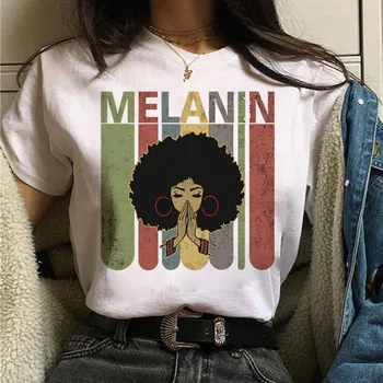 Melanino Marškinėliai Madinga Marškinėliai Moterims Juodosios Afrikos Garbanotais Plaukais Mergina Spausdinti Marškinėlius Femme Harajuku Drabužius Moterų marškinėliai Topai Tee 5379