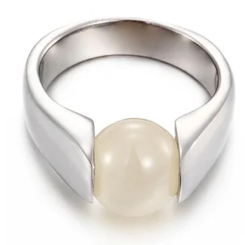 Naujas Mados Spalvinga Opalas Žiedas Moterims Kokybės Nerūdijančio Plieno Žiedas aplink Juoda Balta Katės Akies Akmens Vestuvinis Žiedas 5466