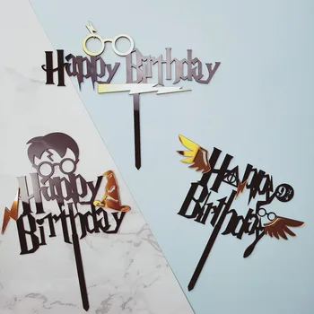 INS Laimingas gimtadienio tortas topper Juodas berniukas magija akrilo Vaikų Laiminga šalis tortas toppers dekoracija baby shower Pyragas dovana 5566