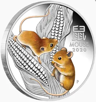 2020 Metų Žiurkė Australija Sidabro Plaed Monetos Kinų Zodiako Suvenyrų Progines Monetas už Namų Puošybai