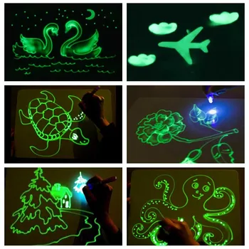 LED Šviečiančios Piešimo Lenta Nustatyti Lygiosiomis Su Šviesos Tamsoje, Vaikų Žaislai Tablet Magija Liuminescencinės Pen Švietimo Noctilucent Vaikai