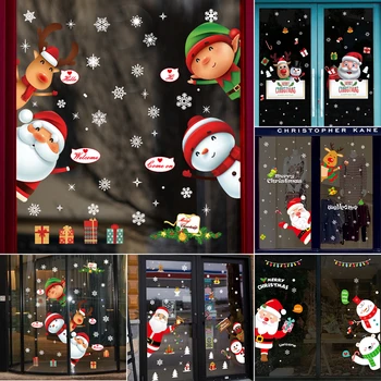 Langų Lipdukai Kalėdų Dekoracijas Namams 2020 Navidad Gimdymo Linksmų Kalėdų Papuošalai Cristmas Dovanos Laimingų Naujųjų Metų 2021