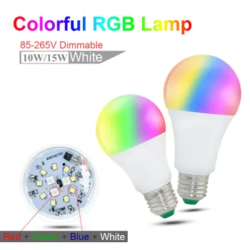 LED RGB Lemputės, Lempos, E27 E14 3W Permainingi LED Lemputė 5W 10W 15W RGBW RGBWW 85-265V Magija Atostogų RGB Lempa su ir SPINDULIŲ nuotolinio 16 spalvų 62703