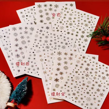 Naujas Nagų Lipduką Snaigės Baltos Lipnios Aplikacijos Megztinis Kalėdų Lazerio Aukso, Sidabro Snaigės Nagų StickerVariety galimybių