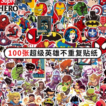 100 Naujų nepasikartojančių Marvel Keršytojas Anime Herojus Geležinis Žmogus Voras Lipdukas Bagažo Kompiuteris Vandens Puodelį Vandeniui Lipdukai