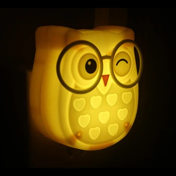 4 Spalvų Mini Pelėda Naktį Led šviesos Auto Jutiklis Šviesos Kontrolės Lemputė ES MUMS Plug Vaikas, Vaikas, Kūdikis, Naktiniai Paukščių Šviesos Lizdas naktinė lempa
