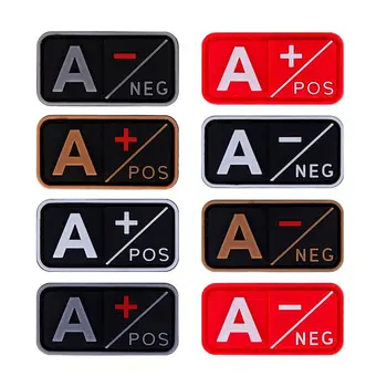 NEIG A+ B+ AB+ O+ Teigiamas Kraujo Tipo Grupė Patch Pleistrai Karinės PVC Gumos Emblemos 1PC 3D Neigiamų A - B - AB - O - Taktiniai