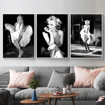 Garsusis Marilyn Monroe Juoda ir Balta Drobė, Tapyba Derliaus Plakatus Spausdina Sienos Meno Nuotrauką Kambarį Namų Dekoro Cuadros 7027
