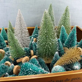 Decorativo pequena árvore de natal sizalio torre de seda pinho mini ornamentos de árvore de natal decorações de mesa 70640