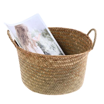 Rankų Darbo Bambuko Saugojimo Krepšys Sulankstomas Clthoes Skalbinių Krepšį, Šiaudų, Vytelių Pintais Seagrass Pilvo Sodo Vazonas Augalų Krepšelio