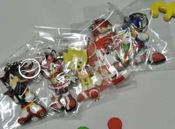 1PCS Anime Pav Sonic Ežys Key Chain 3D dvipusės Raktų Žiedas PVC Gumos Animacinių filmų Keychains Vaikams Žaislas Raktų pakabukas Pakabukas Dovana