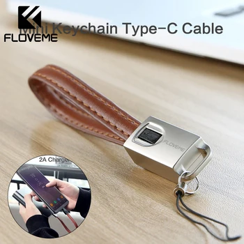 FLOVEME 2A C Tipo USB Kabelis Samsung S10 S10e Plius Tipas-C USB Mini Keychain C Tipo Kabelis Huawei Mate 10 20 Pro PU Odos