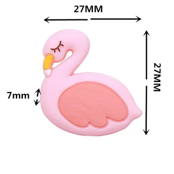 BOBO.LAUKE 3pc Flamingo Silikono Granulių Kūdikiui Kramtyti Žiedai Priėmimo Maisto kokybės Silikono Perle Kramtyti Karoliai Kramtyti Žaislas Priedai