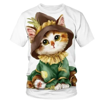 Vasaros 2020! Vaikai Animaciją Kačių T-shirt 3D Mergina Spausdinti Vaikai Streetwear Vaikams Drabužių Įdomus Kūdikių T-shirt O Kaklo T-shirt