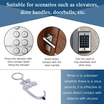 Higienos Vertus Antimikrobinių Keychain EDC Durų Atidarytuvas & Stylus Nešiojamų Paspauskite Liftas Įrankis Durų Rankena Saugos ir Sveikatos Keychain