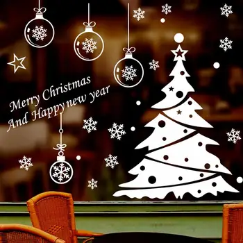 Kalėdų medžio apdaila stiklo siena lipdukas sienos lipdukai festivalis namų dekoro laimingų naujųjų metų tapetai, lipdukai