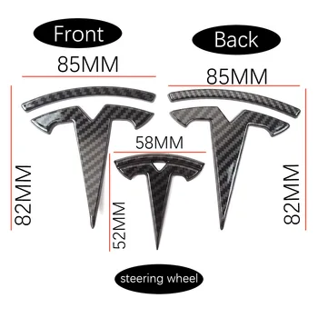 Logotipas Tesla model 3 Priekinės Logotipas Priedai Anglies Pluošto ABS Model3 Automobilio Priekyje gale Lipdukas Reikmenys Tesla Logotipas