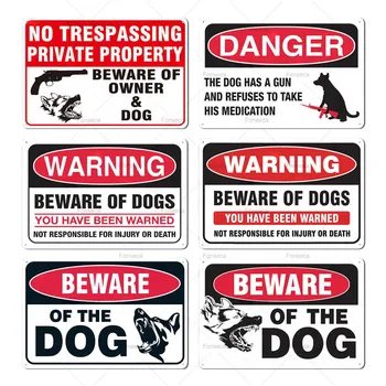 Saugokitės Šunų Pasirašyti Įspėjimas Metalo Pasirašyti Guard Dog Ženklas, Sienų Dekoras Kieme Ženklas, No Trespassing Metalo Šunų Požymiai