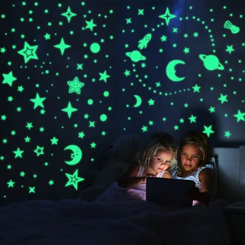 3D Burbulas Šviesos, Žvaigždės, Mėnulis Taškų Siena Lipdukas, Vaikų Kambario, Miegamojo Namų Puošybai Švyti Tamsoje 