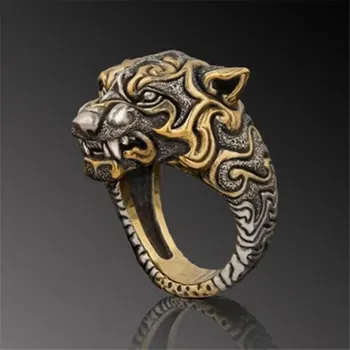 Boho Vintage Gold Leopard Galvą Žiedas Vyrams, Hip-Hop, Rokas Viking Tigras Sniege Dviratininkas Žiedai Moterims Unikalus Jubiliejus, Dovanos, Papuošalai