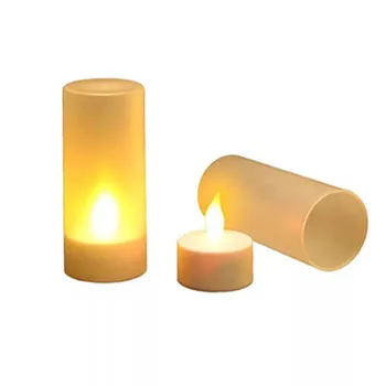 Vienas gabalas led įkrovimo žvakės su USB mokestis,Geltonos Blyksinčios Flameless Mokamas LED Baterija žvakės,įskaitant turėtojas