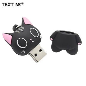 TEKSTAS MAN mielas animacinių filmų juoda katė, usb2.0 64GB usb flash drive usb 2.0 4GB 8GB 16GB 32GB pen ratai 8300