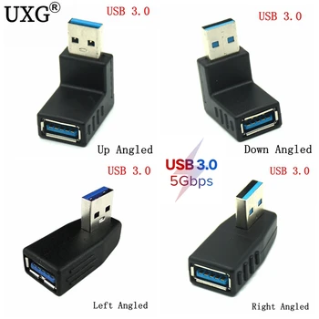 90 Laipsnių USB 3.0-2.0, vyrų ir moterų Adapterio Kabelį Kampas USB 3.0 Išplėtimo Extender Greitai Perdavimo Kairė/dešinė/Aukštyn/Žemyn laido 8317